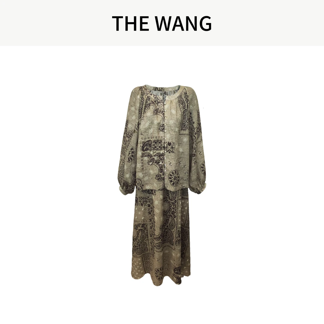 THE WANG 春光花语 复古民族风腰果花印花套装