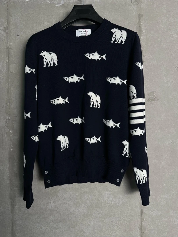 未使用 THOMBROWNE 4*1/ThomBrowne汤姆布朗小熊与蛙鱼毛衣/07461