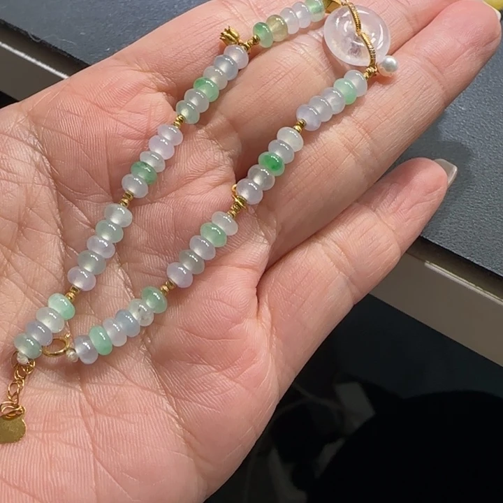 翡翠18K金镶嵌手链卡5