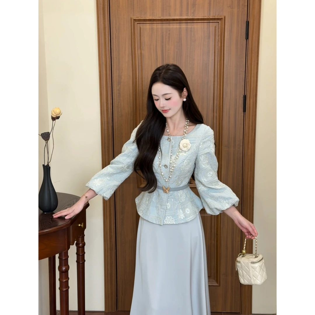 【莫奈2.0】<77>法系优雅风七分袖外套+半身裙XMZH6441