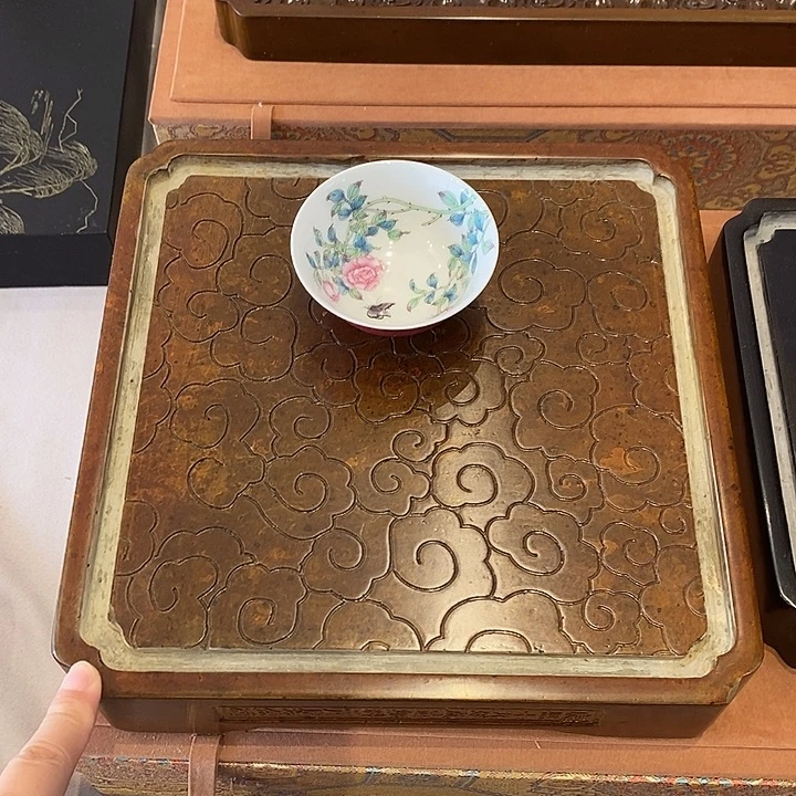 24.5*24.5*5cm大漆云纹茶盘