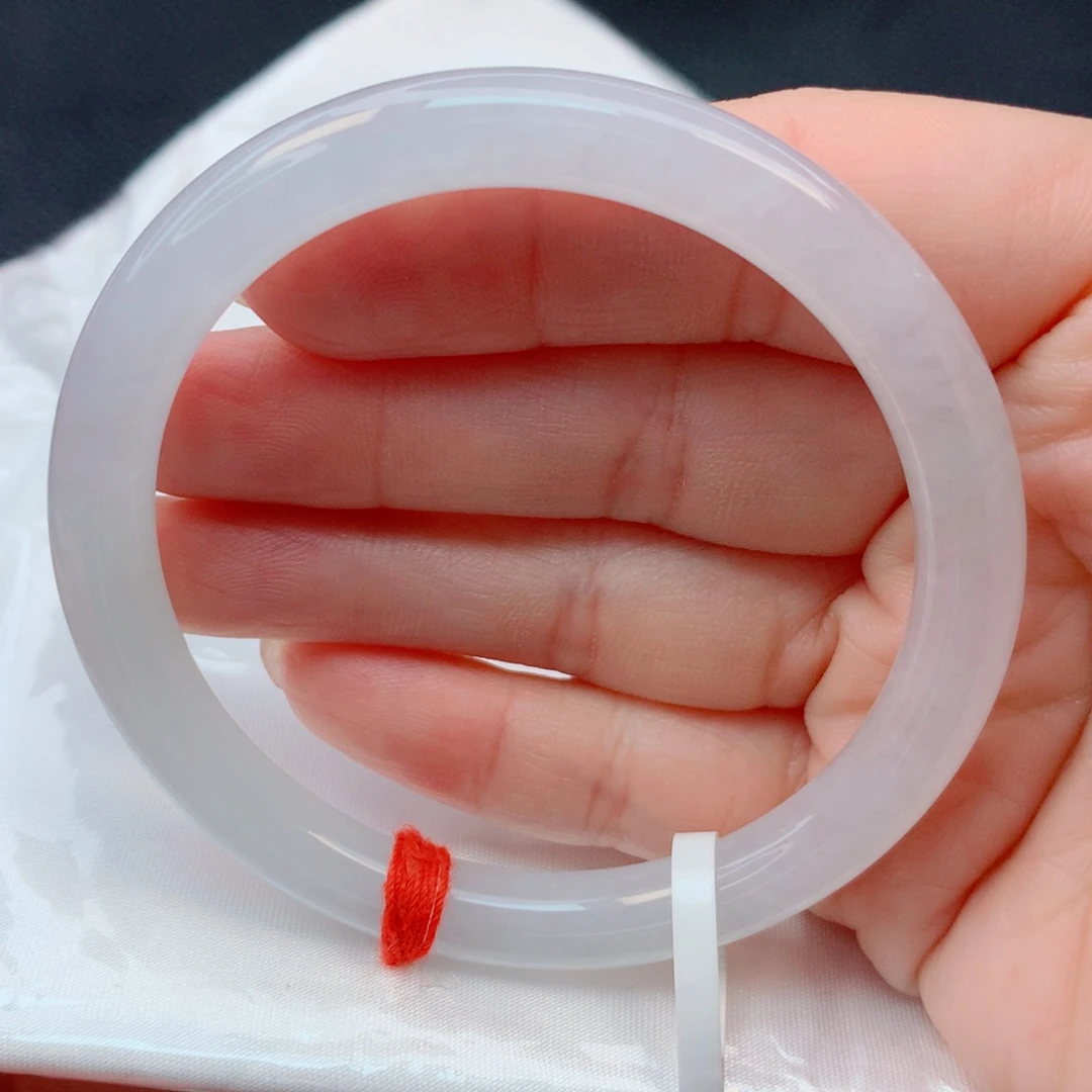 翡翠未镶嵌手镯53-54冰透白月光美人条