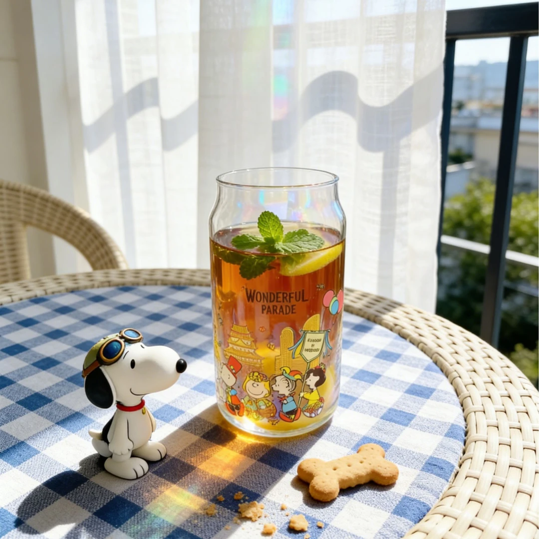 【珠光史努比】外贸尾单高硼硅玻璃杯水杯网红饮品牛奶咖啡杯高颜值