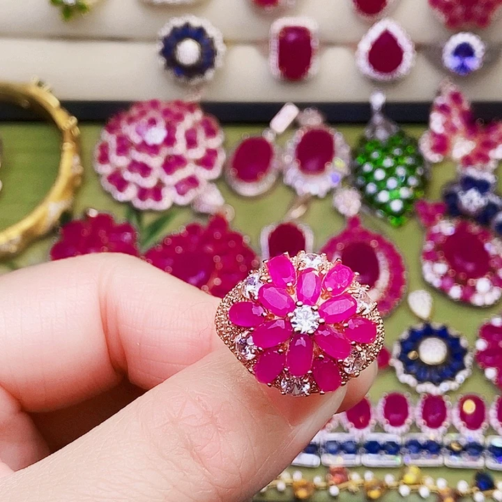 红宝石银S925镶嵌戒指