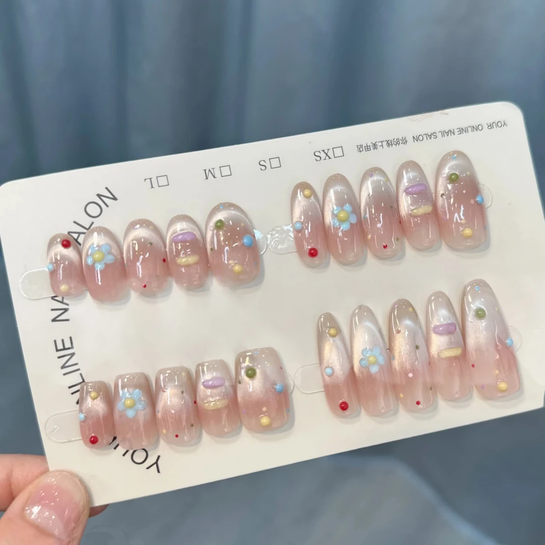 小云朵 - painted clear bow 纯手工穿戴甲 10片装