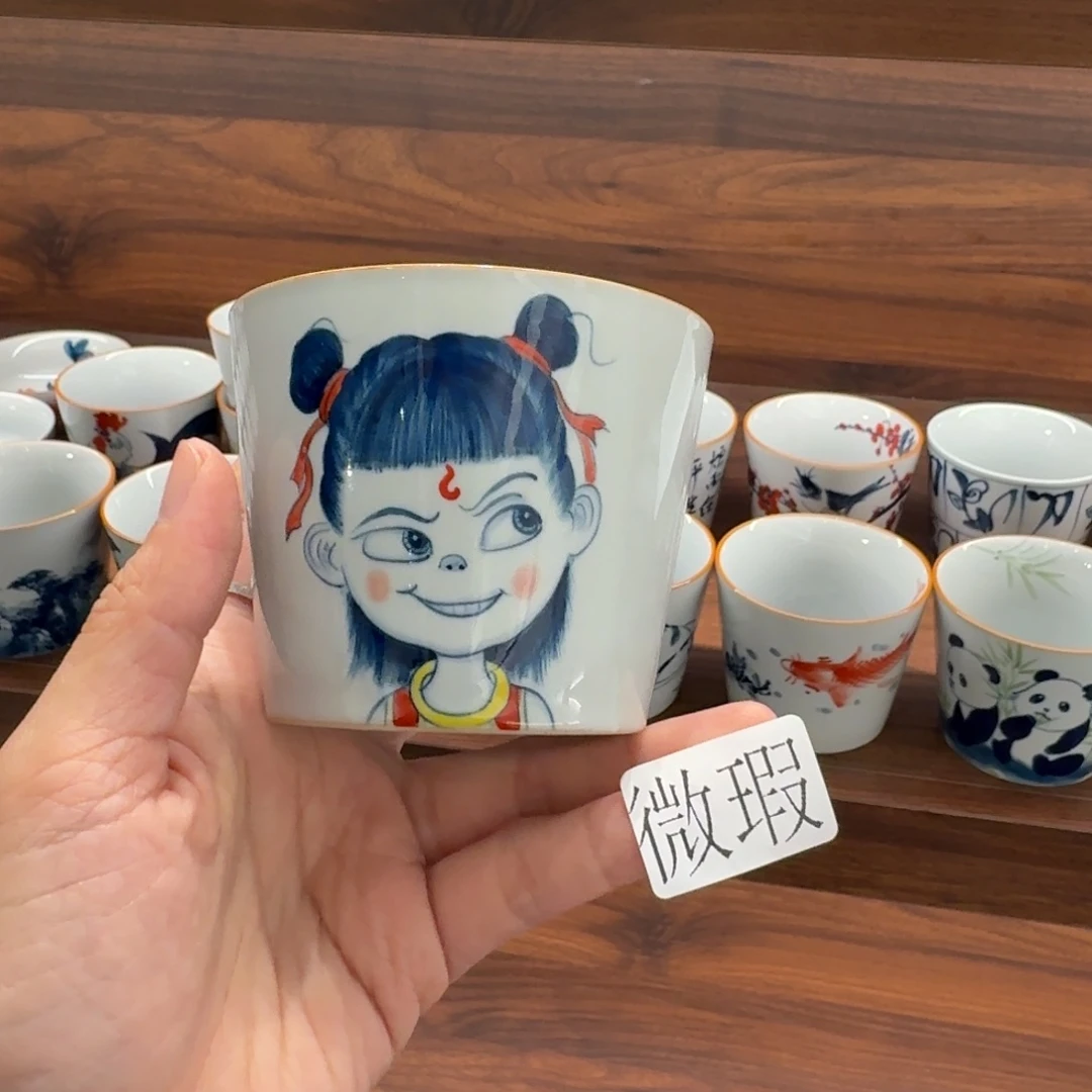釉下手绘茶具微瑕