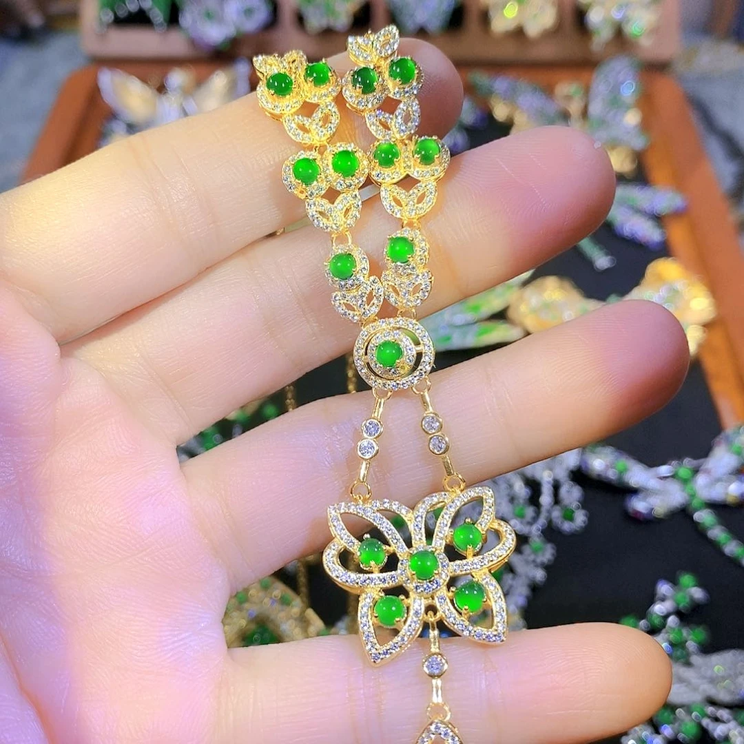 吊坠(不含链)银S925镶嵌翡翠