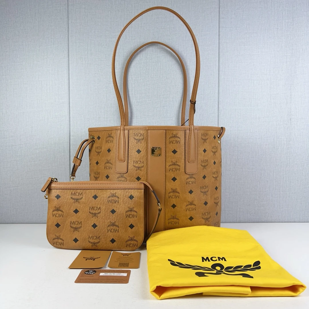 全新未使用 MCM MCM/MCM 子母干邑色托特包 小号