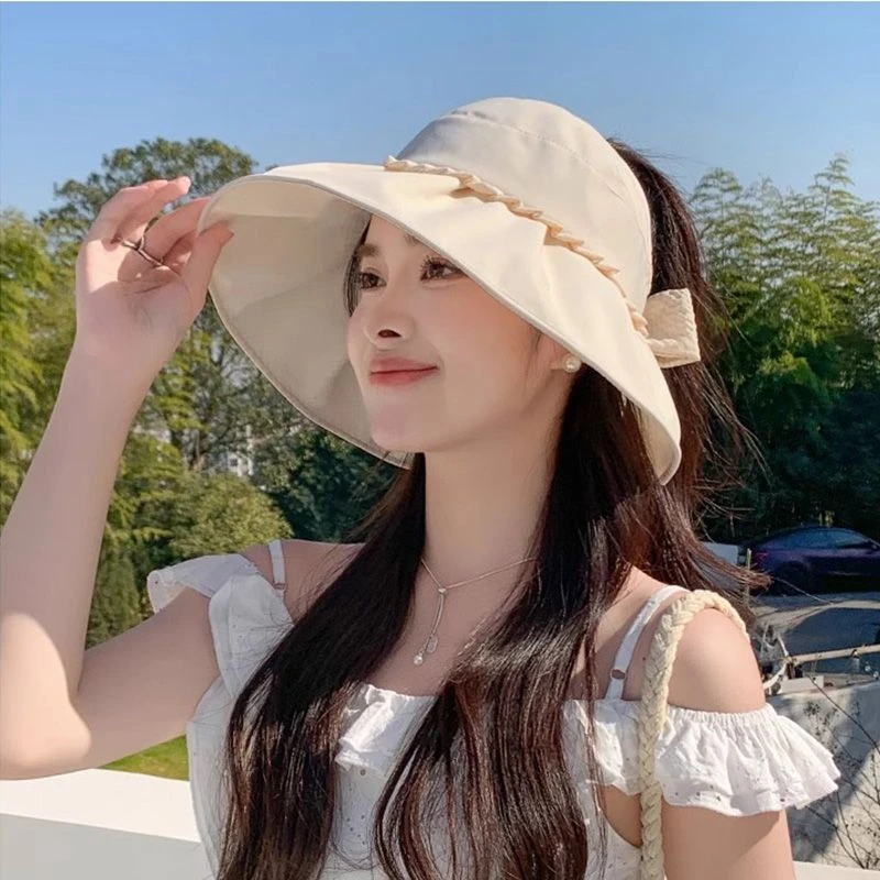 大帽檐防晒帽女新款夏季可扎马尾户外遮阳太阳帽子潮太阳帽遮阳女