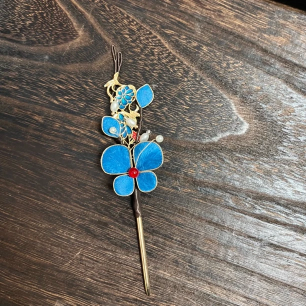 春亦归古风发饰绒花发簪 手工制作默认微瑕