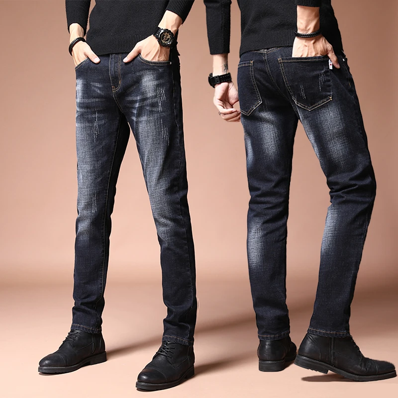 2025春夏季直筒牛仔裤男士潮流韩版修身爆款蓝黑色时尚百搭长裤子