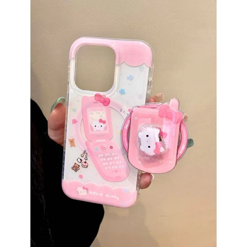 适用苹果iphone16promax可爱猫咪15pro磁吸支架14旋转13ins手机壳