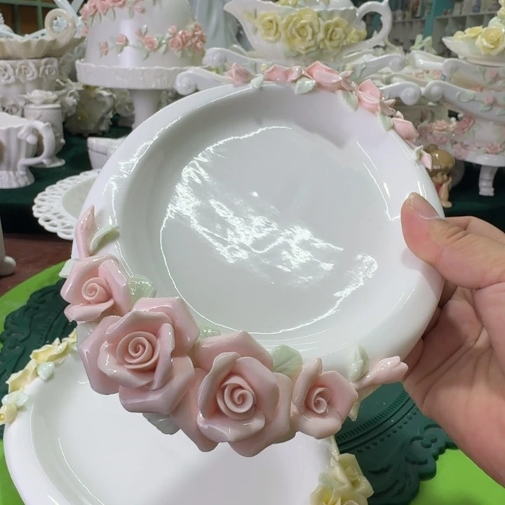 玫瑰花21厘米餐盘水果蛋糕盘