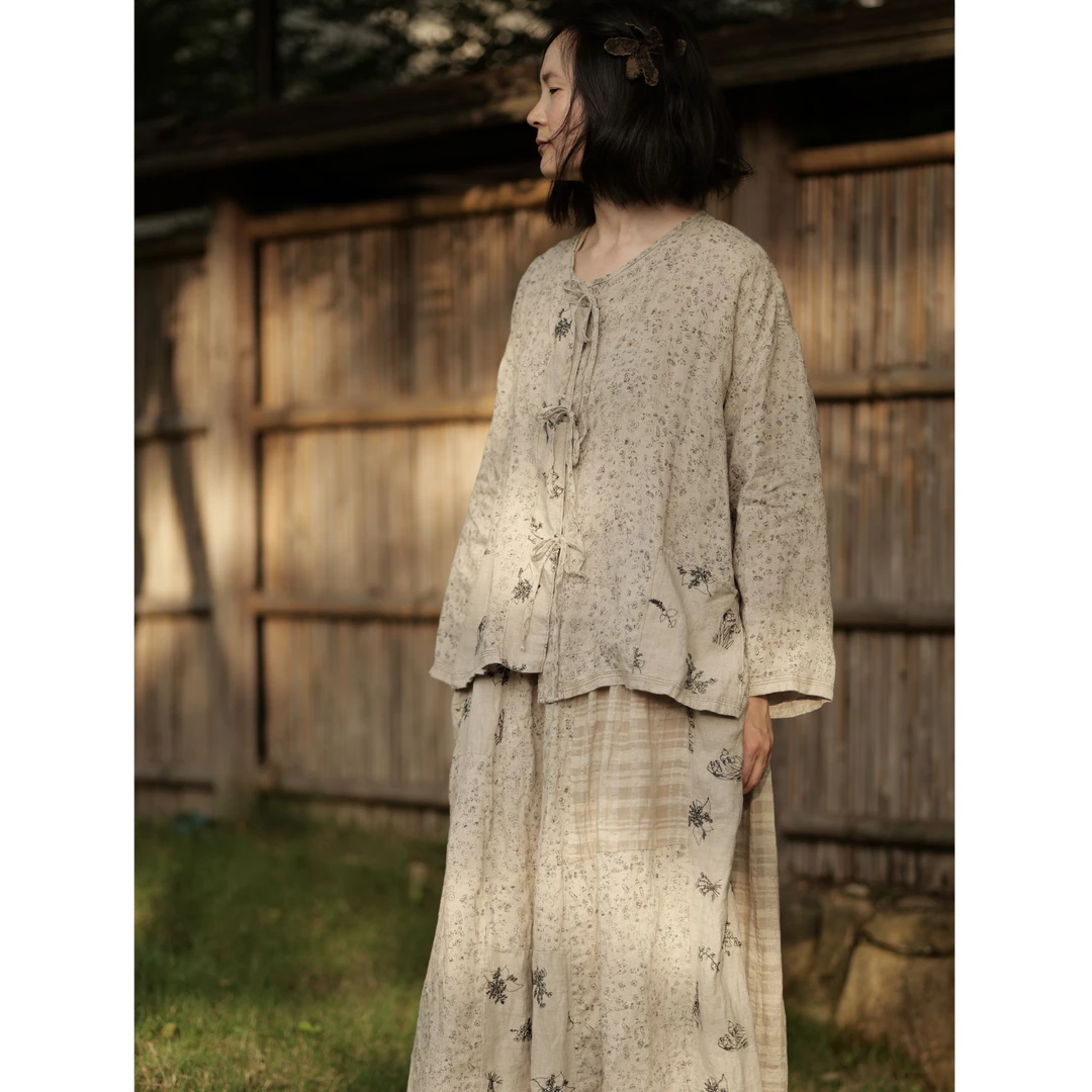 西子分享 1255 衣诗里 亚麻重工 素雅刺绣拼花【小衫】