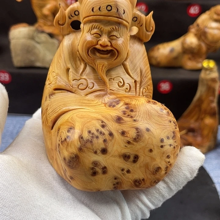 柏木（崖柏）财神手把件