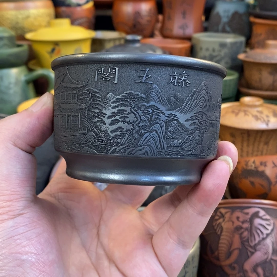 紫砂杯子宜兴全手工紫砂杯
