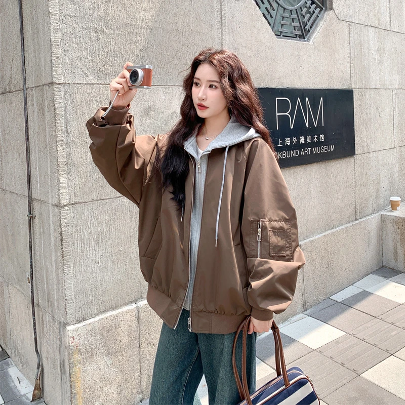 韩系休闲字母印花棒球服2025春秋新款小众ins风设计感复古短外套