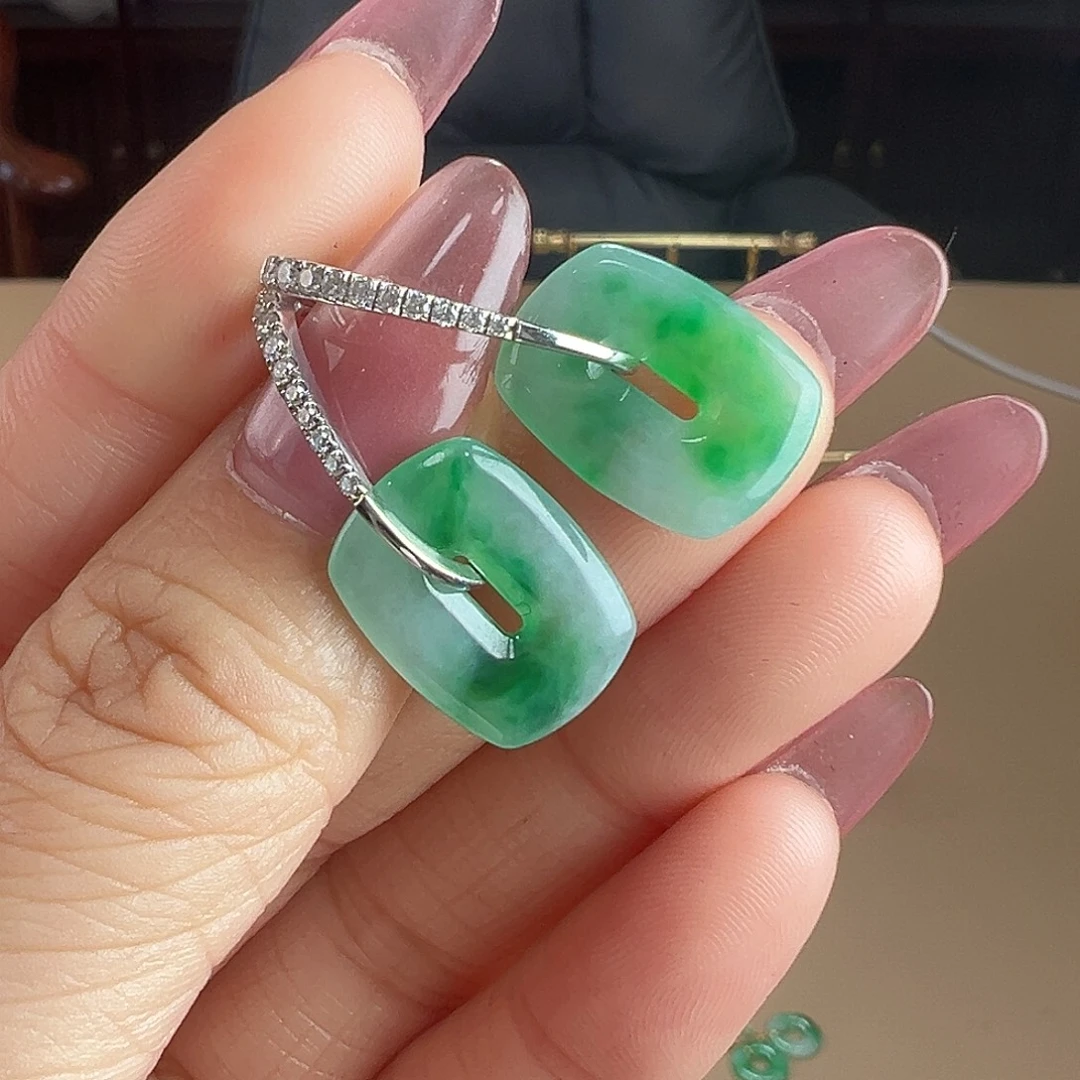 翡翠18K金镶嵌耳饰耳饰固定链接勿拍