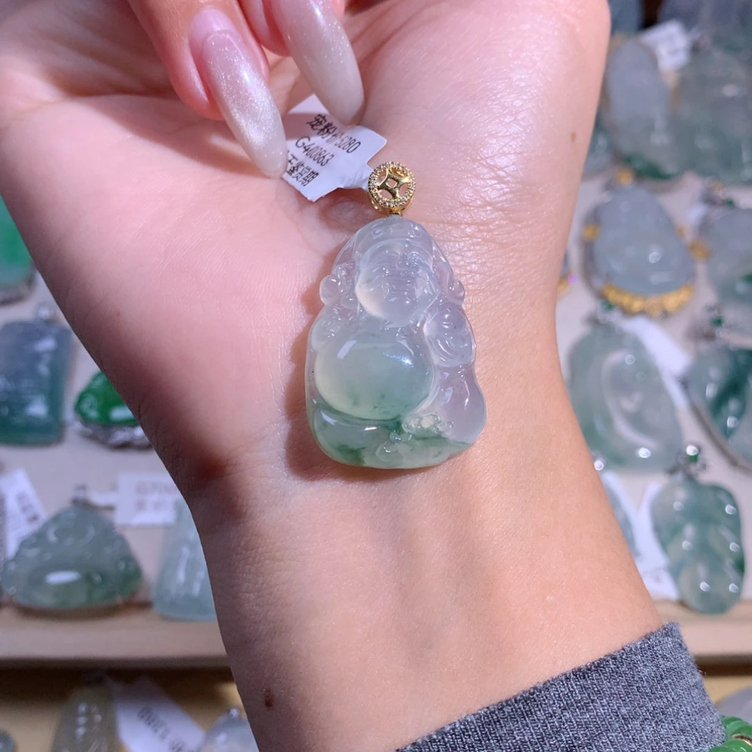 翡翠吊坠(不含链)18K金镶嵌