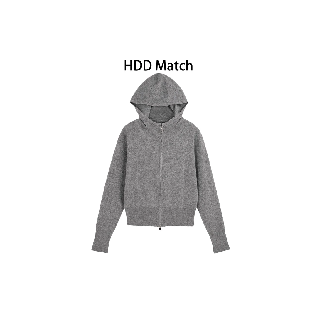 HDD- "针织公式" 羊毛 秋季女款修身轮廓连帽针织上衣 Y8959