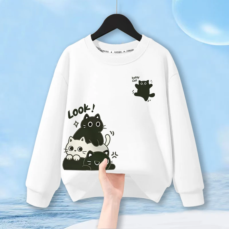 2025春秋新款儿童圆领休闲卫衣男女童百搭卡通印花长袖上衣童装