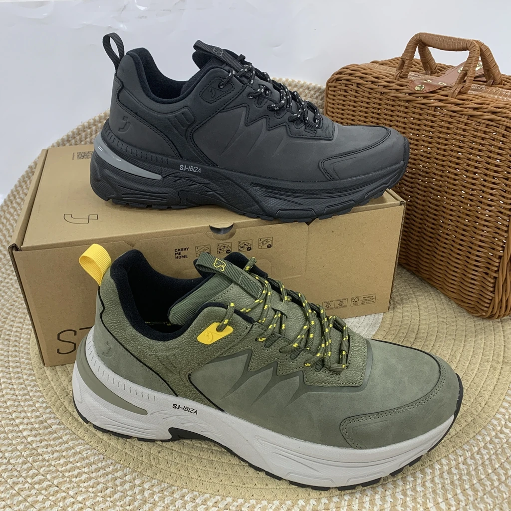 D942（运动码）男鞋 新款低帮系带皮面舒适百搭户外登山徒步鞋1仓