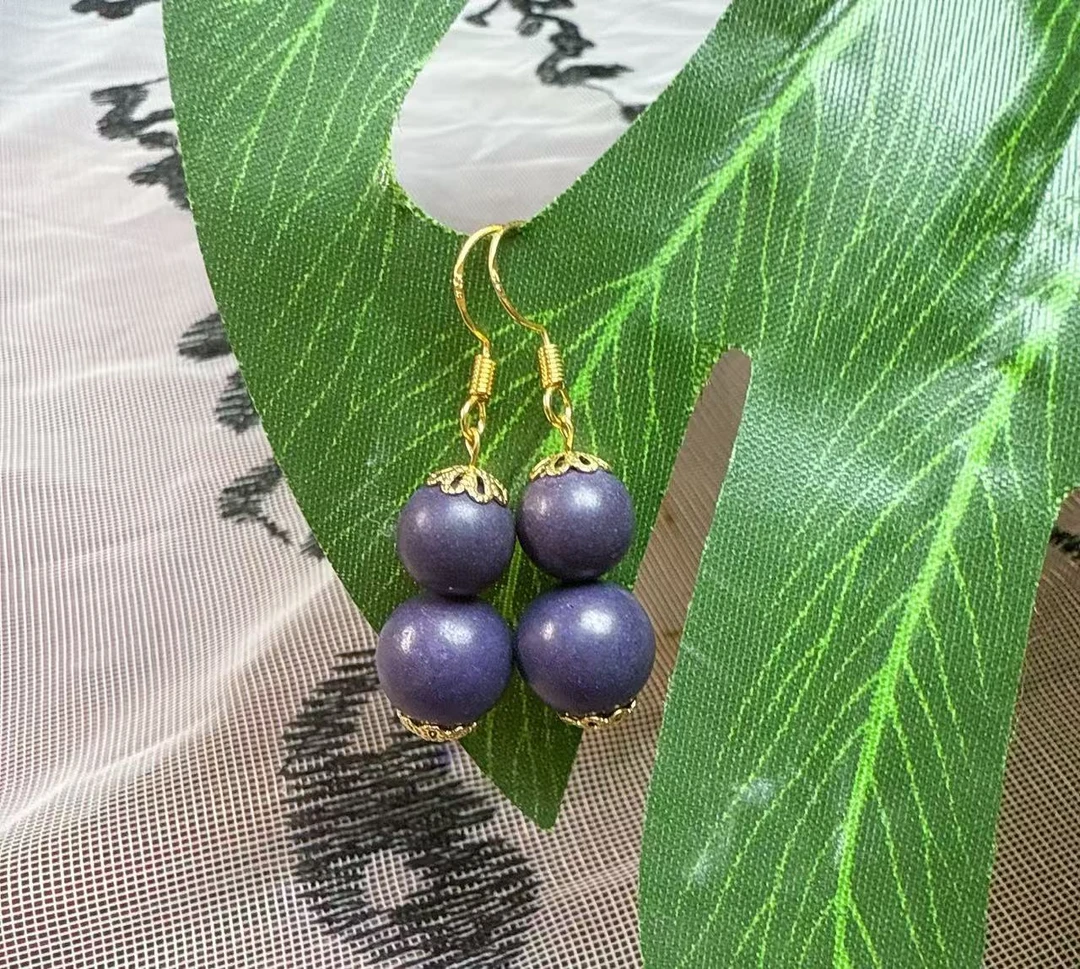 【久紫离火】古法配比 天然香材 非遗手作合香珠耳坠