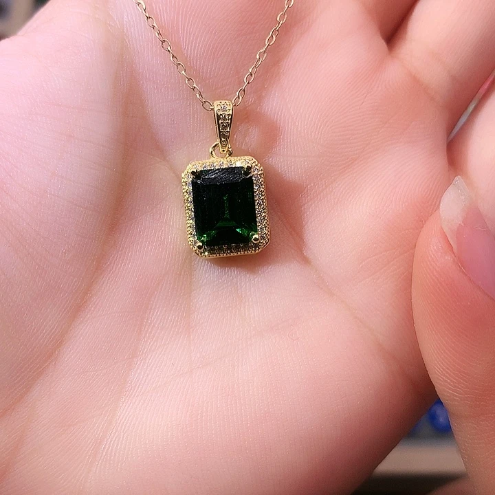 透辉石吊坠银S925镶嵌