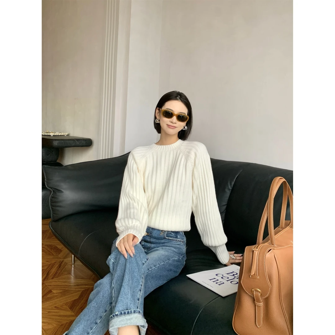 【5折】 YOEYYOU 设计师品牌 2023秋冬新款 宽坑条毛织上衣