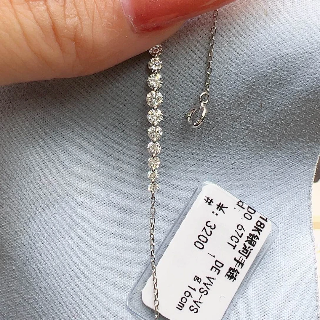 实验室培育钻石18K金镶嵌0.67ct K白银河手链
