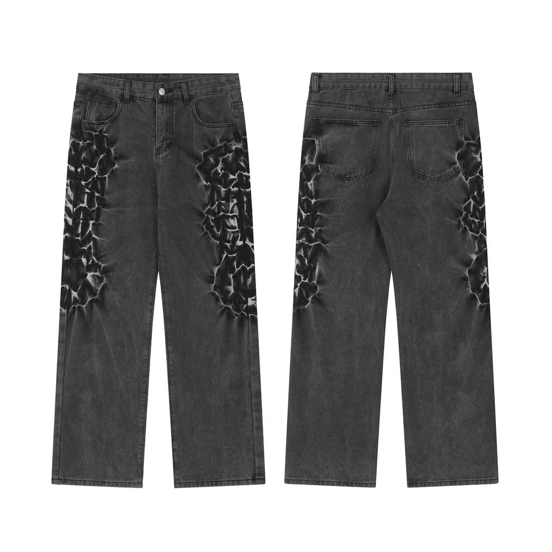 【J4-1】爆裂盘蛇炸裂牛仔裤（拉链氧化，介意no拍）