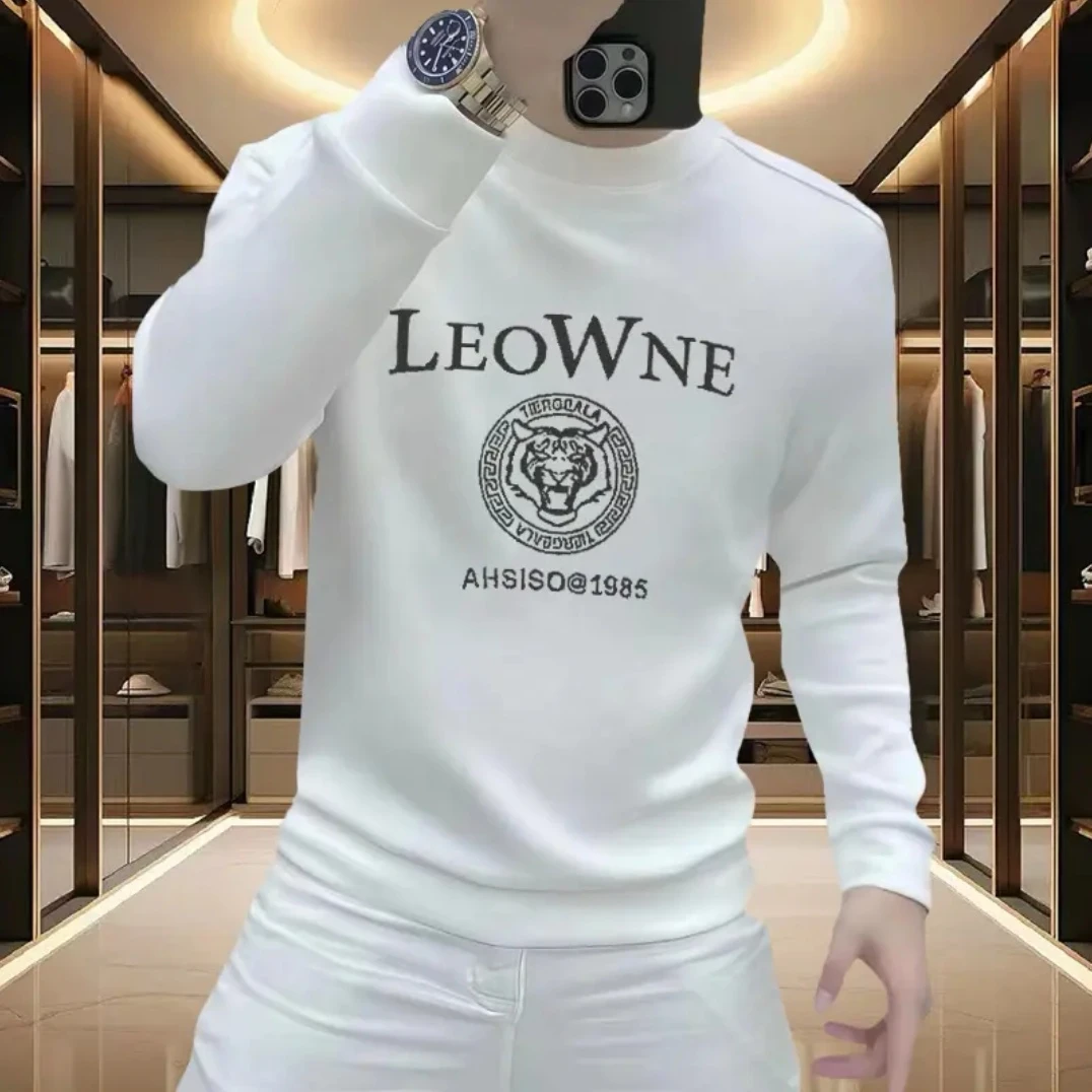 春秋2025新款圆领长袖宽松卫衣休闲潮流加绒加厚保暖打底衫