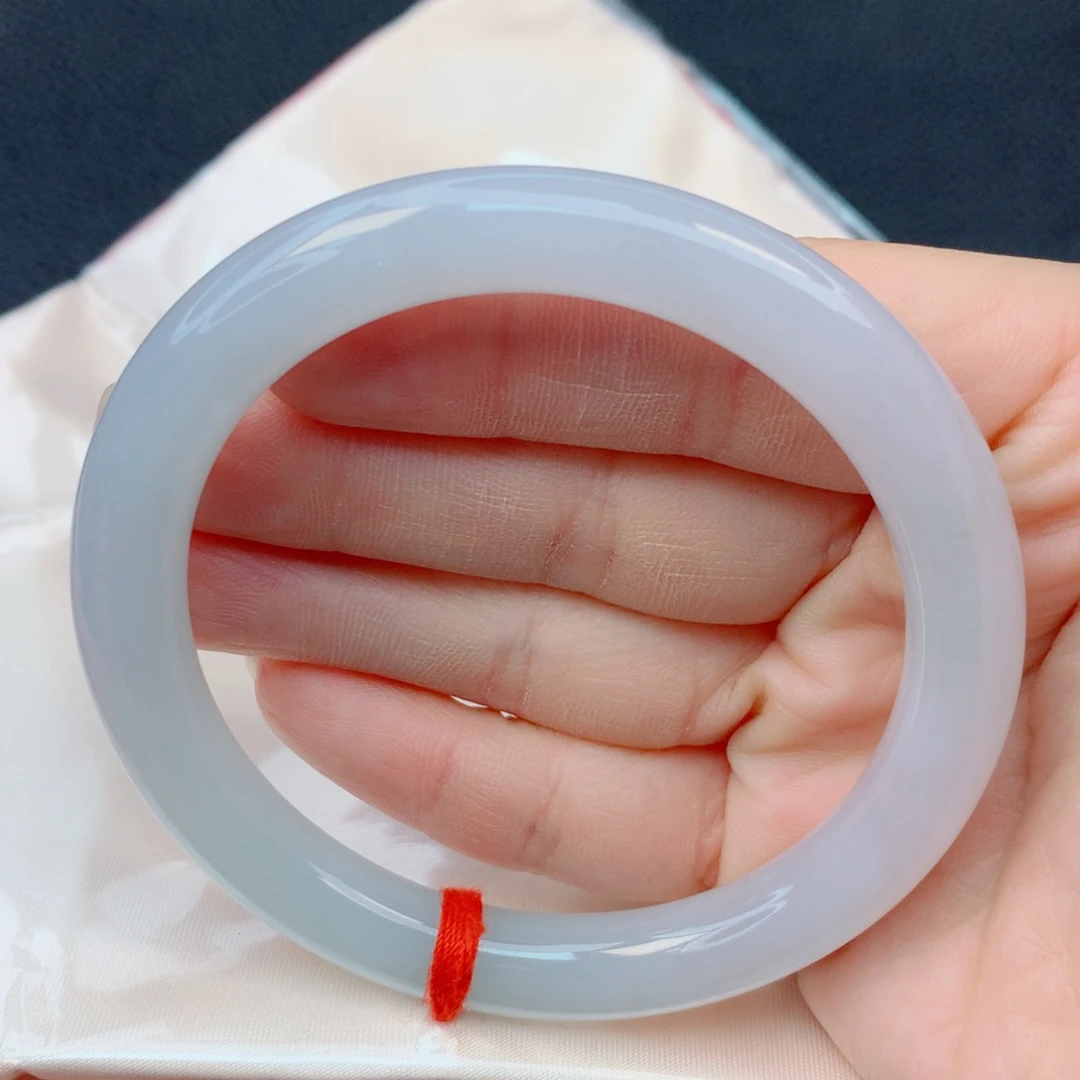 翡翠未镶嵌手镯54-55胶润白月光