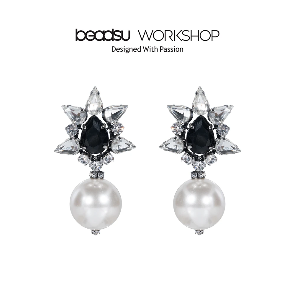 铜合金仿珍珠耳饰 beadsu workshop 星芒珍珠耳环 耳针款 WE3064