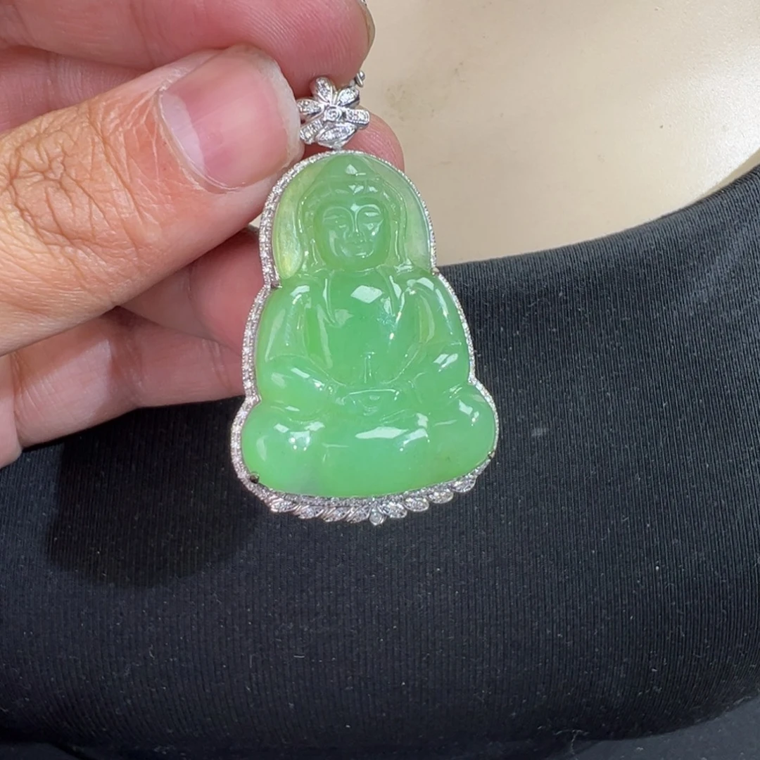 翡翠18K金镶嵌吊坠(不含链)