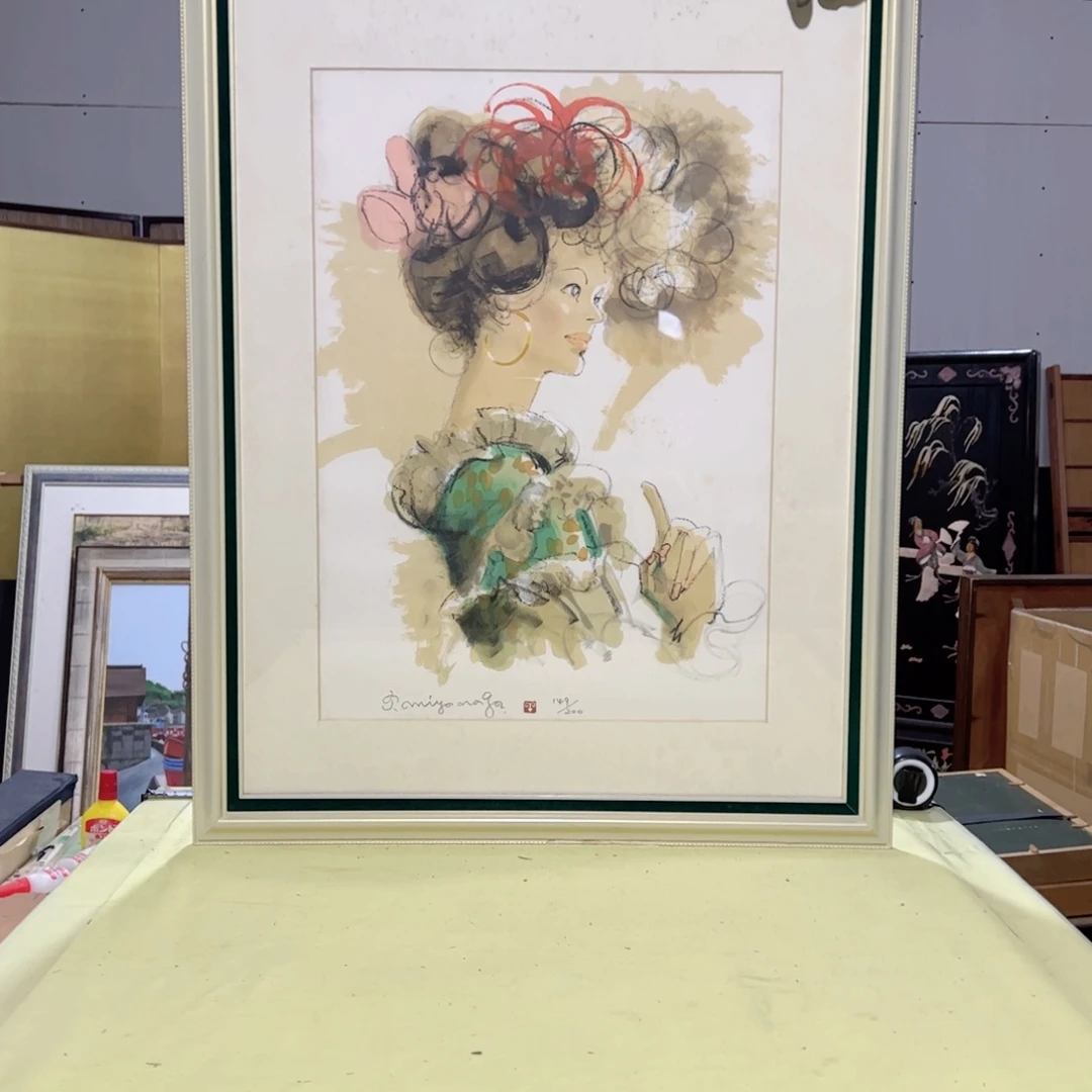 绘画惋*屏风框画茶空间设计