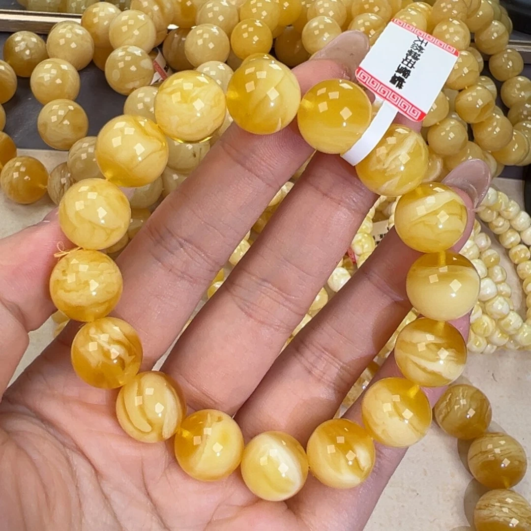 手链琥珀未镶嵌21.3金瓷白