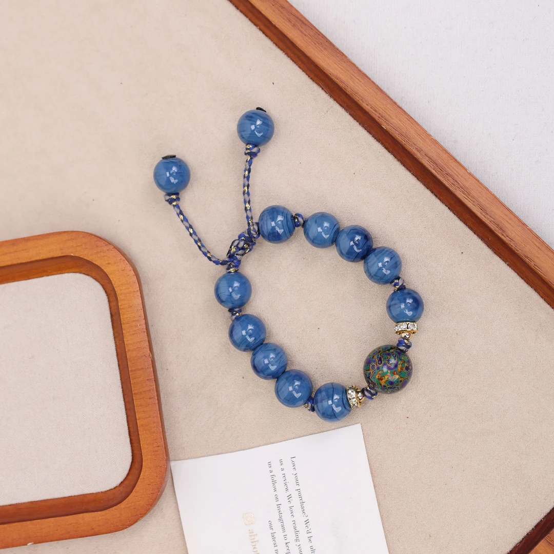 合金手链 玉楼东合金手链 LZ1603 紫绿色大漆珠琉璃手绳