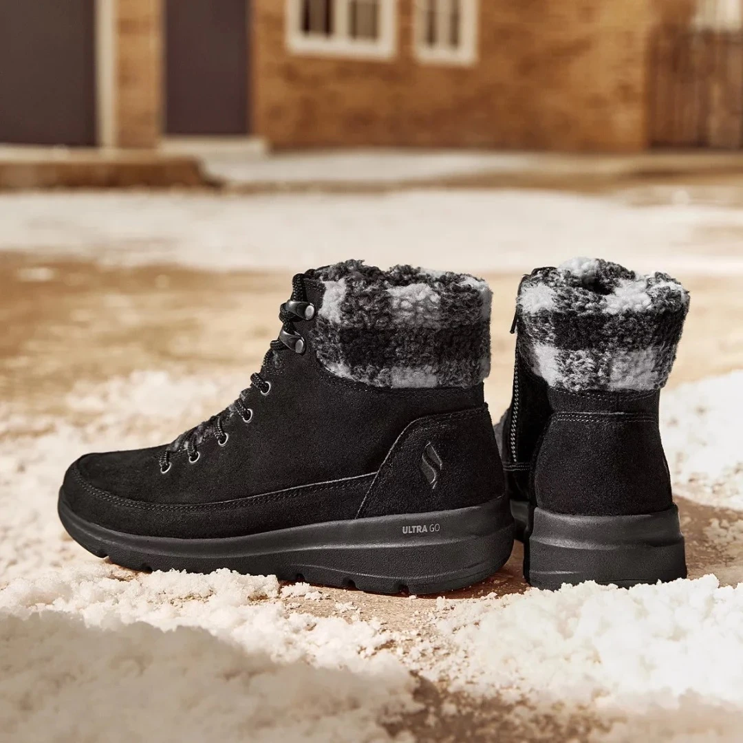 SKECHERS/斯凯奇雪地靴女冬季保暖防滑加绒中帮靴女鞋百搭短靴