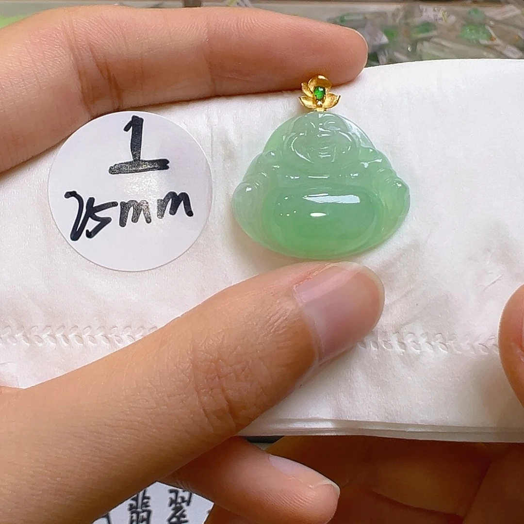 翡翠18K金镶嵌吊坠(不含链)翡翠