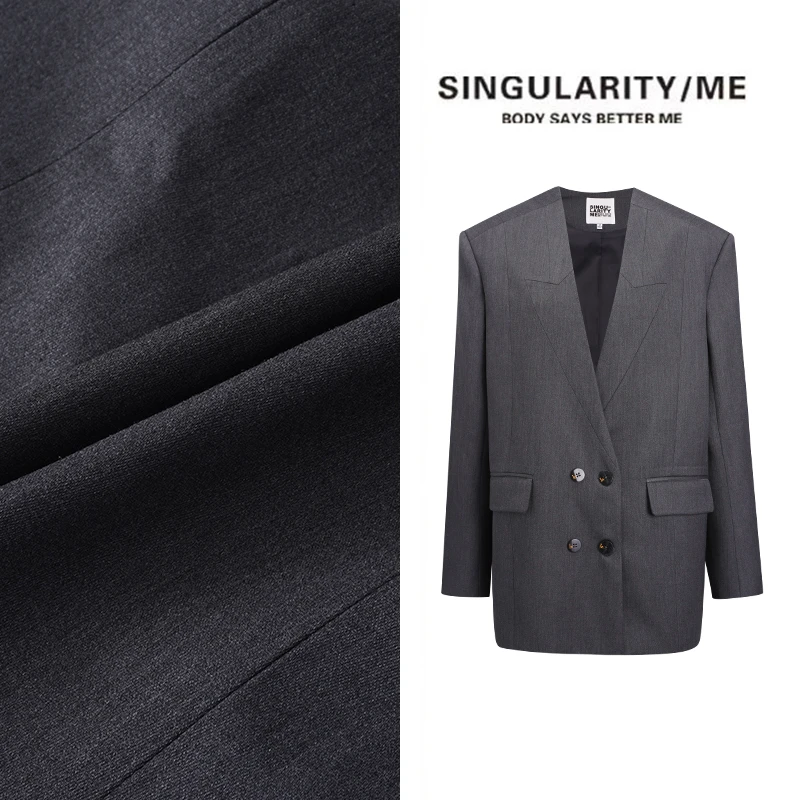 Singularity Me 2A 1290【时尚女王】廓形剪裁双排扣休闲西装外套