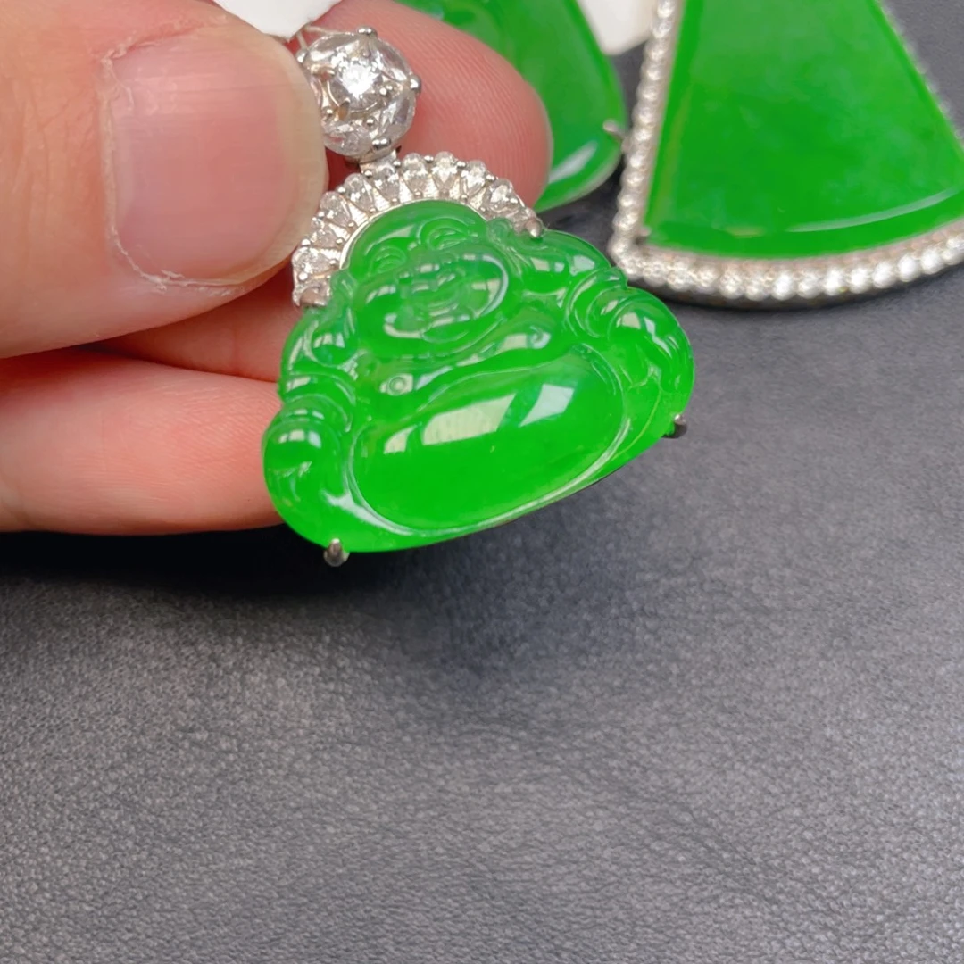 翡翠银S925镶嵌吊坠(不含链)