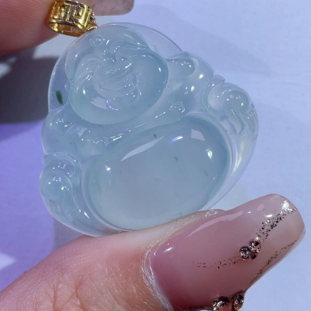 翡翠颈饰18K金镶嵌佛公