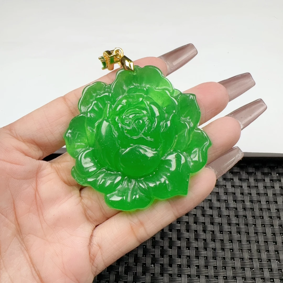 z14绿牡丹漂亮气质吊坠