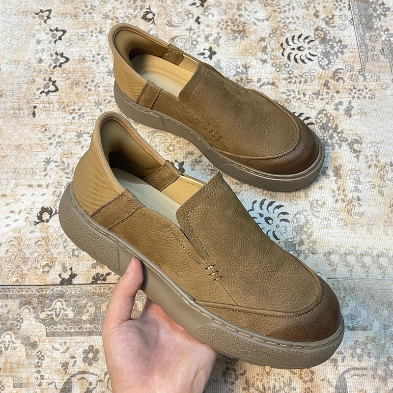 2025秋季新款男士真皮软底休闲豆豆鞋一脚蹬懒人鞋头层牛皮乐福鞋