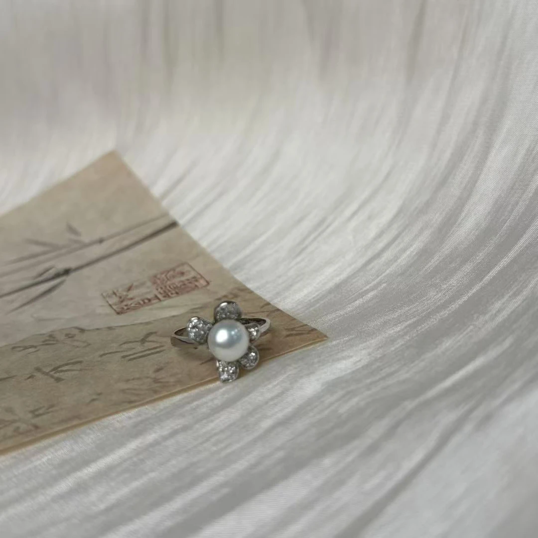 天然淡水珍珠7-8mm固口戒指