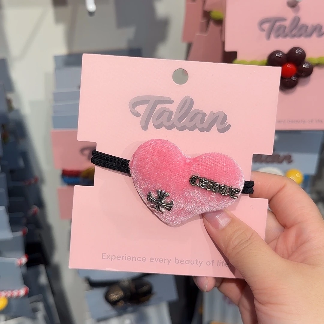 皮质非金属粉爱心发绳