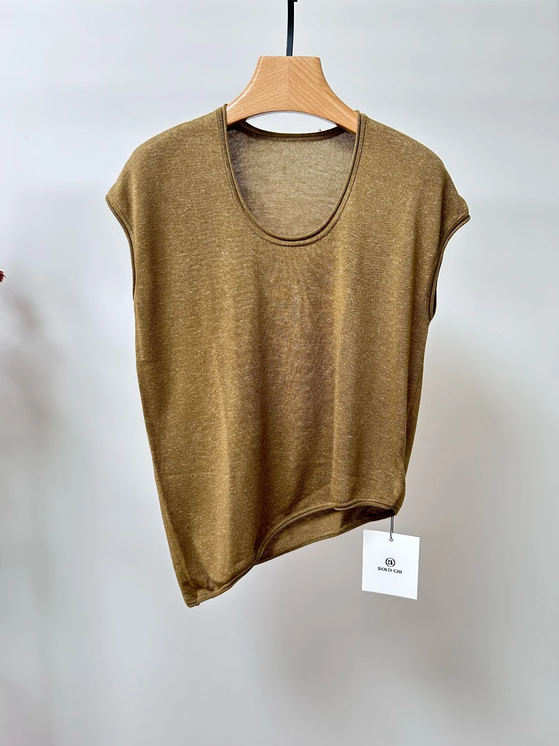 常规款夏季毛衣圆领下摆不规则套衫6073