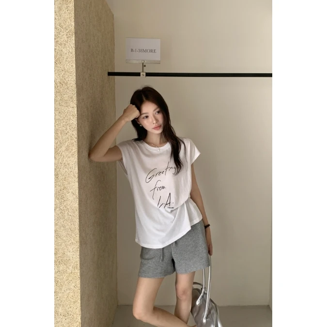 0199#闰熙#『轻氧少女』韩系简约休闲百搭字母T恤（福利）