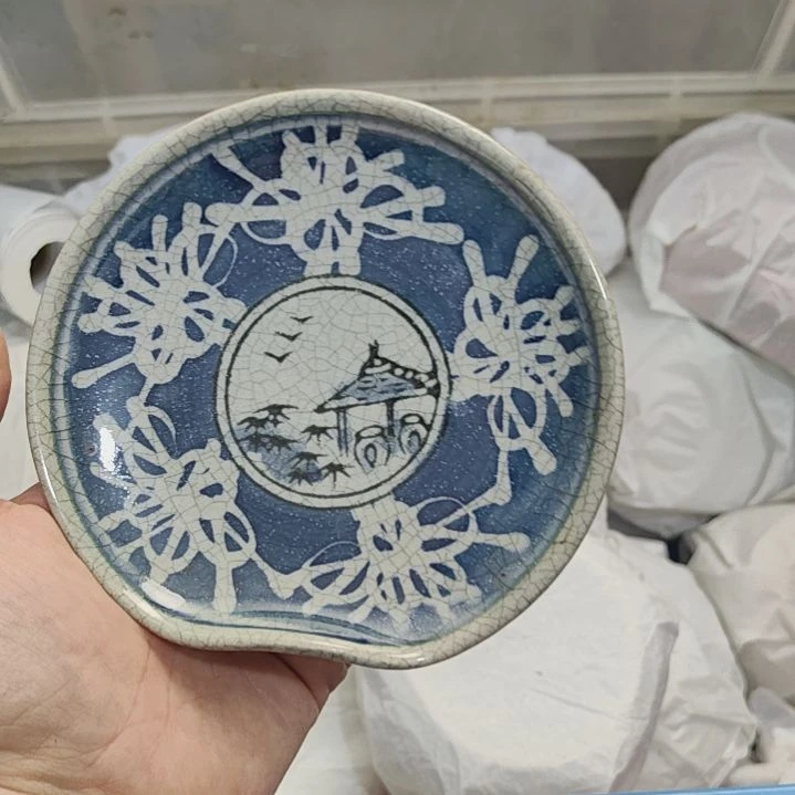 不***么默认微瑕不退不换青花碟手绘一个